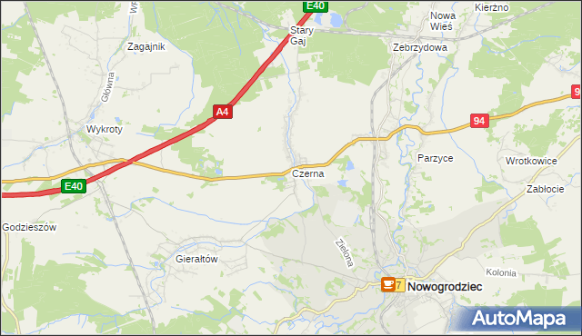 mapa Czerna gmina Nowogrodziec, Czerna gmina Nowogrodziec na mapie Targeo