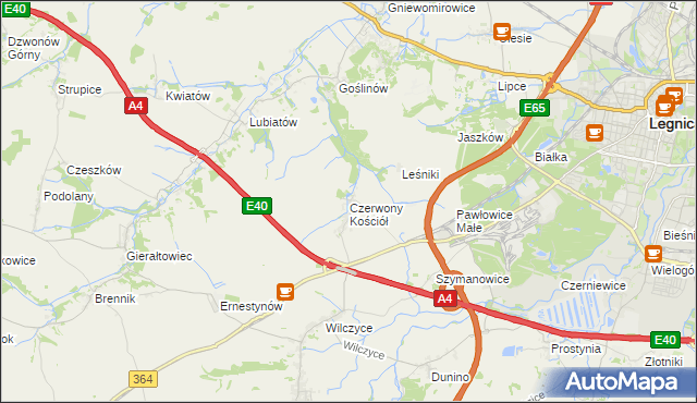 mapa Czerwony Kościół, Czerwony Kościół na mapie Targeo