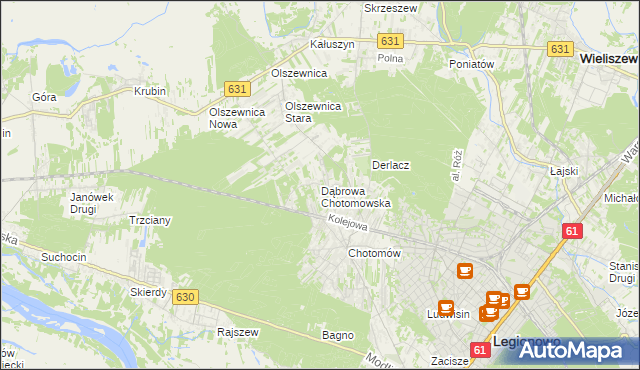 mapa Dąbrowa Chotomowska, Dąbrowa Chotomowska na mapie Targeo