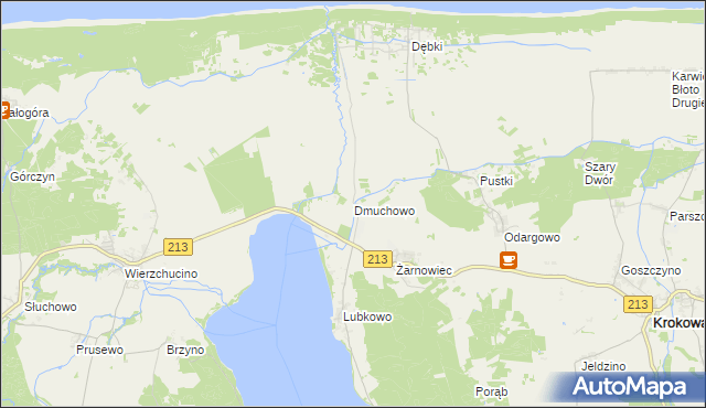 mapa Dmuchowo gmina Krokowa, Dmuchowo gmina Krokowa na mapie Targeo