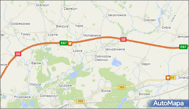 mapa Dobroszów Oleśnicki, Dobroszów Oleśnicki na mapie Targeo