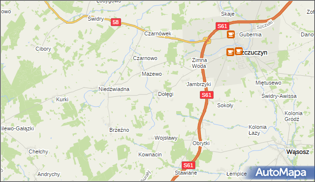 mapa Dołęgi, Dołęgi na mapie Targeo