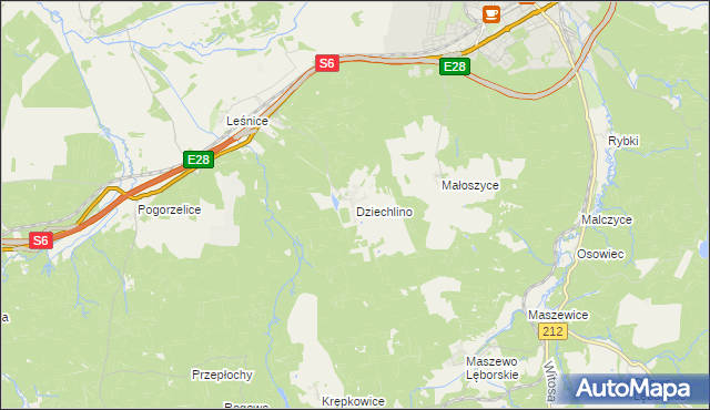 mapa Dziechlino, Dziechlino na mapie Targeo