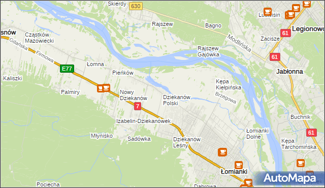 mapa Dziekanów Polski, Dziekanów Polski na mapie Targeo