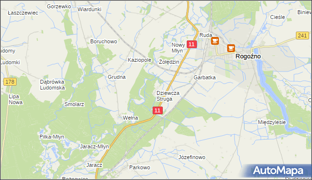 mapa Dziewcza Struga, Dziewcza Struga na mapie Targeo