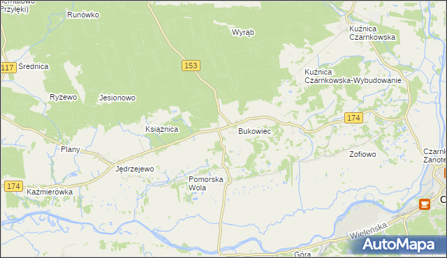 mapa Gajewo gmina Czarnków, Gajewo gmina Czarnków na mapie Targeo