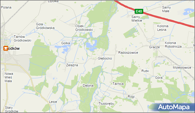 mapa Głębocko gmina Grodków, Głębocko gmina Grodków na mapie Targeo