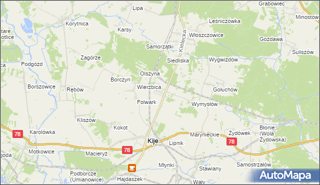 mapa Górki gmina Kije, Górki gmina Kije na mapie Targeo