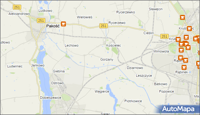 mapa Gorzany, Gorzany na mapie Targeo
