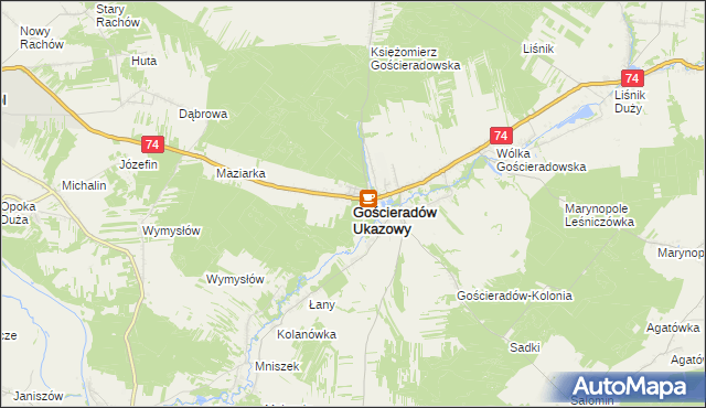 mapa Gościeradów Ukazowy, Gościeradów Ukazowy na mapie Targeo