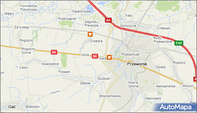 mapa Gwizdaj, Gwizdaj na mapie Targeo