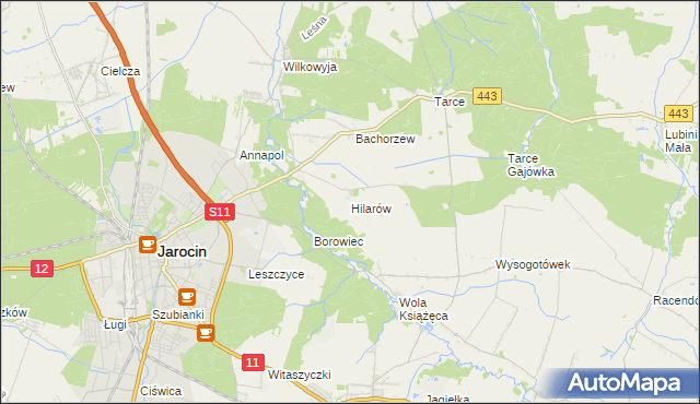 mapa Hilarów gmina Jarocin, Hilarów gmina Jarocin na mapie Targeo