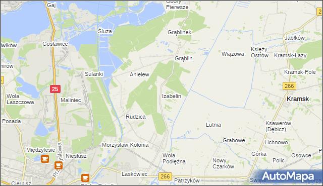 mapa Izabelin gmina Kramsk, Izabelin gmina Kramsk na mapie Targeo