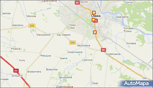 mapa Jaczkowice, Jaczkowice na mapie Targeo