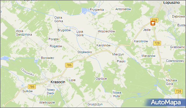 mapa Jakubów gmina Krasocin, Jakubów gmina Krasocin na mapie Targeo