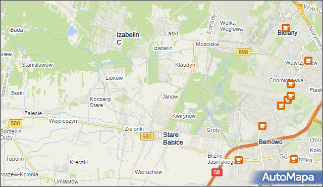 mapa Janów gmina Stare Babice, Janów gmina Stare Babice na mapie Targeo