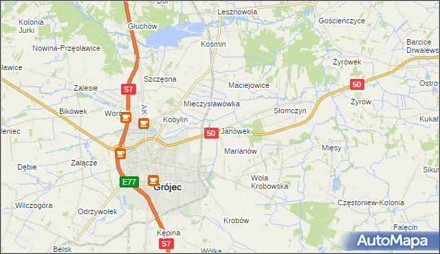 mapa Janówek gmina Grójec, Janówek gmina Grójec na mapie Targeo