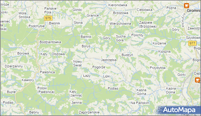 mapa Jastrzębia gmina Ciężkowice, Jastrzębia gmina Ciężkowice na mapie Targeo