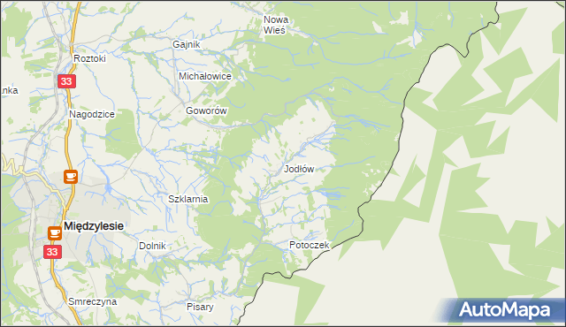 mapa Jodłów gmina Międzylesie, Jodłów gmina Międzylesie na mapie Targeo