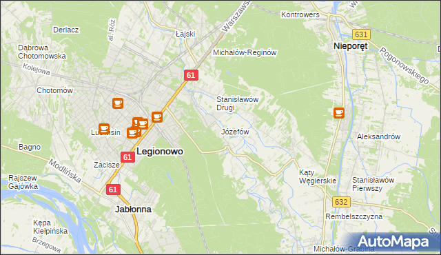 mapa Józefów gmina Nieporęt, Józefów gmina Nieporęt na mapie Targeo