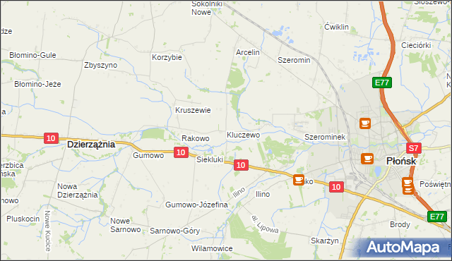 mapa Kluczewo gmina Płońsk, Kluczewo gmina Płońsk na mapie Targeo