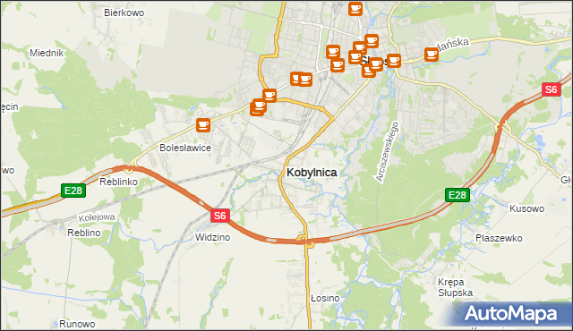 mapa Kobylnica powiat słupski, Kobylnica powiat słupski na mapie Targeo