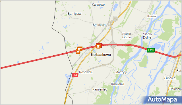 mapa Kołbaskowo, Kołbaskowo na mapie Targeo