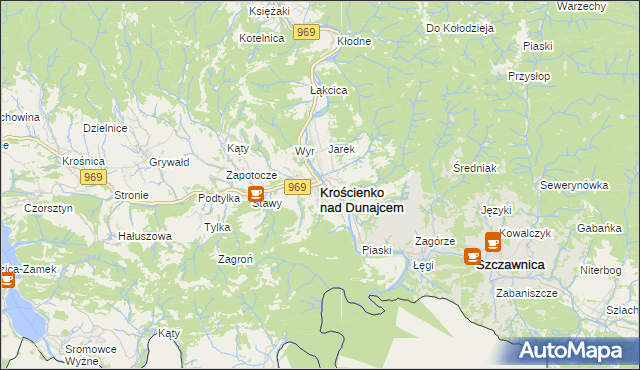 mapa Krościenko nad Dunajcem, Krościenko nad Dunajcem na mapie Targeo