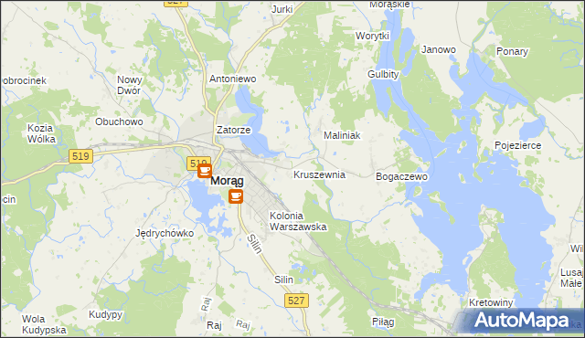 mapa Kruszewnia gmina Morąg, Kruszewnia gmina Morąg na mapie Targeo