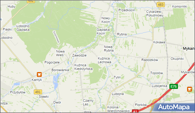 mapa Kuźnica Lechowa, Kuźnica Lechowa na mapie Targeo