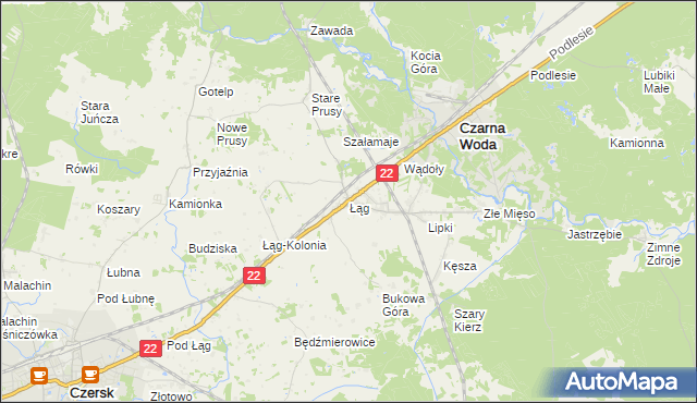 mapa Łąg, Łąg na mapie Targeo