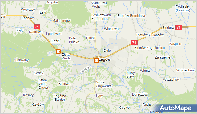 mapa Łagów powiat kielecki, Łagów powiat kielecki na mapie Targeo