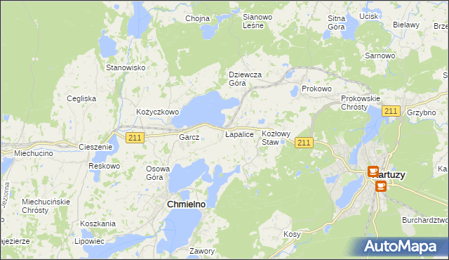 mapa Łapalice, Łapalice na mapie Targeo