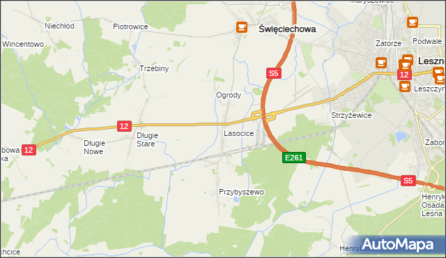 mapa Lasocice gmina Święciechowa, Lasocice gmina Święciechowa na mapie Targeo