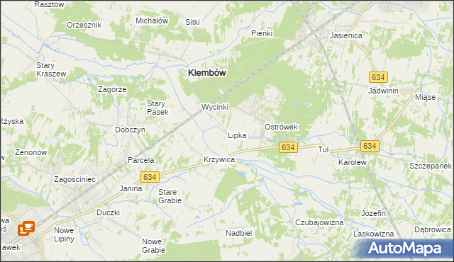 mapa Lipka gmina Klembów, Lipka gmina Klembów na mapie Targeo