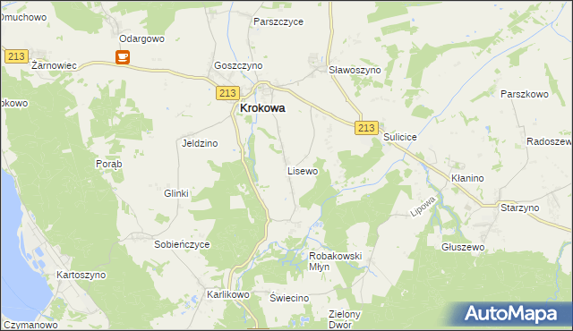 mapa Lisewo gmina Krokowa, Lisewo gmina Krokowa na mapie Targeo