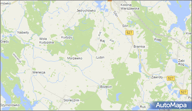 mapa Lubin gmina Morąg, Lubin gmina Morąg na mapie Targeo