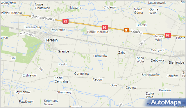 mapa Ludwików gmina Teresin, Ludwików gmina Teresin na mapie Targeo