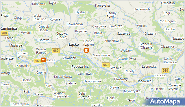 mapa Maszkowice gmina Łącko, Maszkowice gmina Łącko na mapie Targeo
