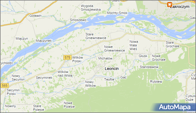 mapa Michałów gmina Leoncin, Michałów gmina Leoncin na mapie Targeo