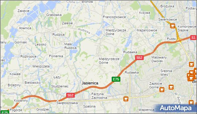 mapa Międzyrzecze Górne, Międzyrzecze Górne na mapie Targeo