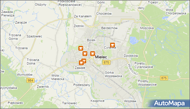 mapa Mielca, Mielec na mapie Targeo