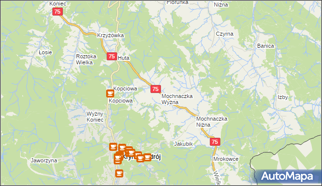 mapa Mochnaczka Wyżna, Mochnaczka Wyżna na mapie Targeo