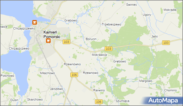 mapa Mokrawica, Mokrawica na mapie Targeo