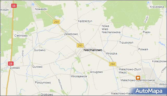 mapa Niechanowo, Niechanowo na mapie Targeo