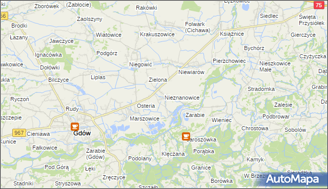 mapa Nieznanowice gmina Gdów, Nieznanowice gmina Gdów na mapie Targeo