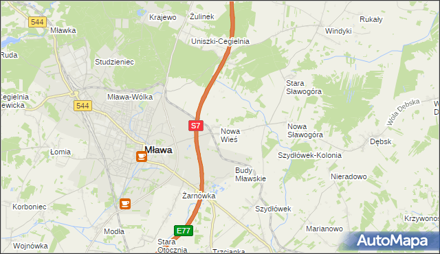 mapa Nowa Wieś gmina Szydłowo, Nowa Wieś gmina Szydłowo na mapie Targeo