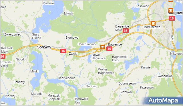 mapa Nowe Bagienice, Nowe Bagienice na mapie Targeo