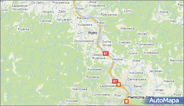 mapa Obłazy Ryterskie, Obłazy Ryterskie na mapie Targeo