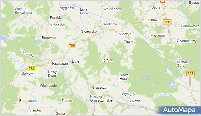 mapa Ogrójce, Ogrójce na mapie Targeo